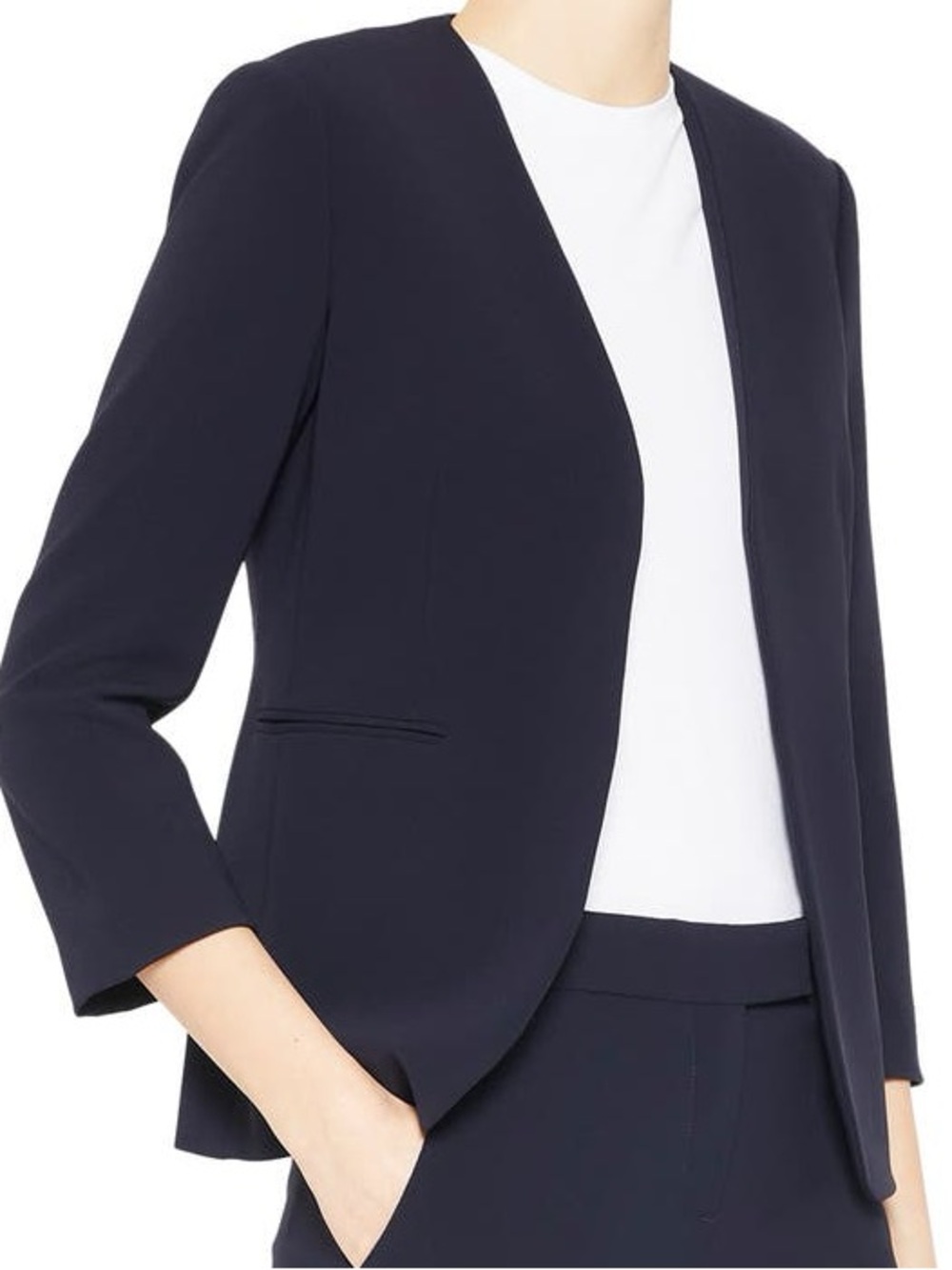Theory Lindraya B Wool Open Front Blazer Navy Size 8